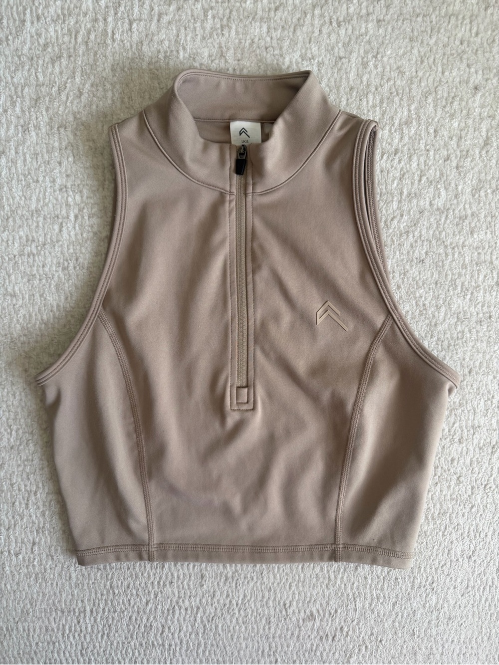 Oner Active Timeless Half Zip Crop Tank in color Sandstone